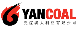 Yancoal logo featuring a stylized black and red swirl resembling a flame, the word "YANCOAL" with "YAN" in black and "COAL" in red, and Chinese characters below.