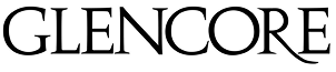 The image shows the GLENCORE logo in bold, uppercase black letters on a white background.